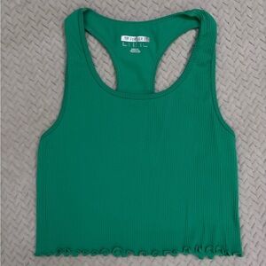 Forever 21 Emerald Green Ribbed Racerback Crop Tank